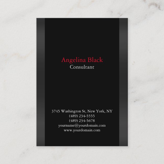 Professional Plain Grey Black Background Unique Business Card (Front)
