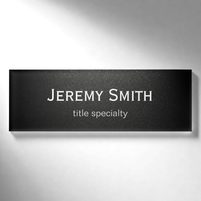 Professional Plain Matte Black Simple Stylish Name Tag (Front)