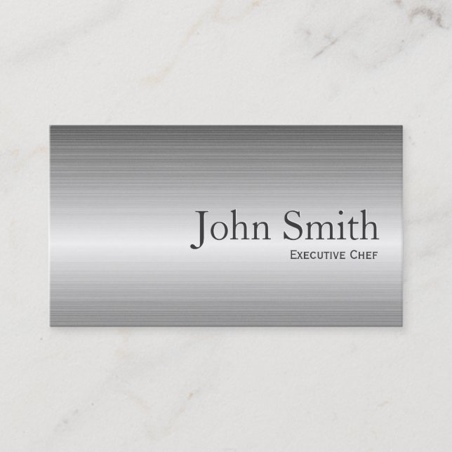 Professional Plain Metal Chef Business Card (Front)