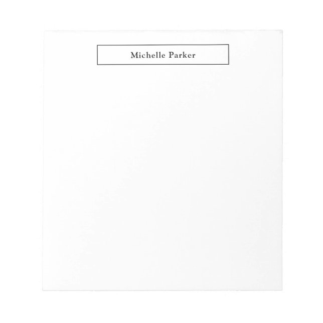 Professional Plain Minimalist Modern Black White Notepad (Front)