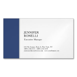 Professional plain minimalist modern blue white 	Magnetic business card
