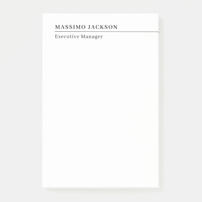 Professional plain minimalist modern name title post-it notes (Front)