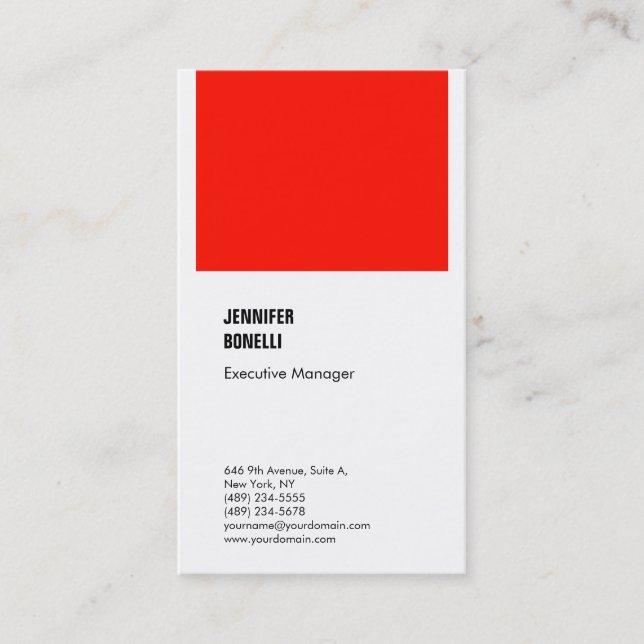 Professional plain minimalist modern red white business card (Front)
