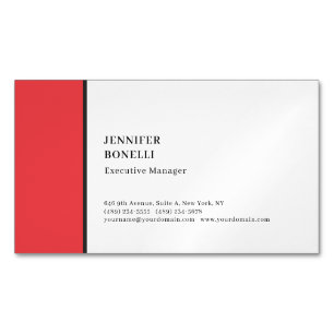 Professional plain minimalist modern red white 	Magnetic business card
