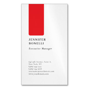 Professional plain minimalist modern red white 	Magnetic business card