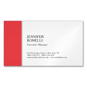 Professional plain minimalist modern red white Magnetic business card