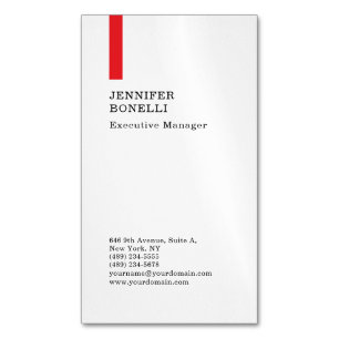 Professional plain minimalist modern red white Magnetic business card