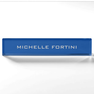 Professional Plain Modern Deep Blue Nameplate