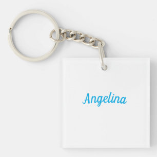 Professional Plain Modern Elegant Blue Your Name Keychain