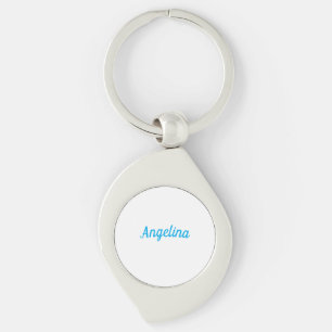 Professional Plain Modern Elegant Blue Your Name Keychain