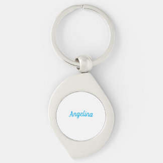 Professional Plain Modern Elegant Blue Your Name Keychain