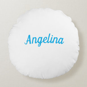 Professional Plain Modern Elegant Blue Your Name Round Pillow