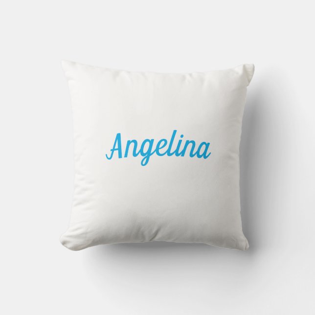 Professional Plain Modern Elegant Blue Your Name Throw Pillow (Front)