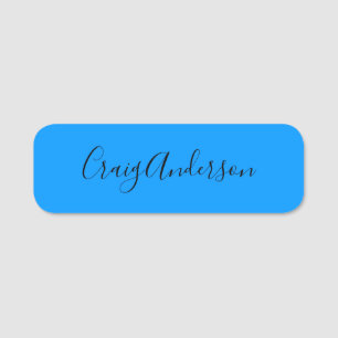 Professional Plain Modern Elegant Bright Blue Chic Name Tag
