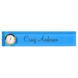 Professional Plain Modern Elegant Bright Blue Chic Nameplate