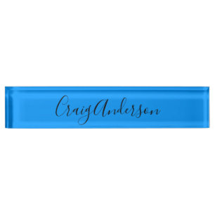 Professional Plain Modern Elegant Bright Blue Chic Nameplate