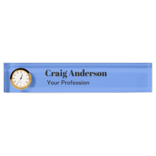 Professional Plain Modern Elegant Cornflower Blue Nameplate