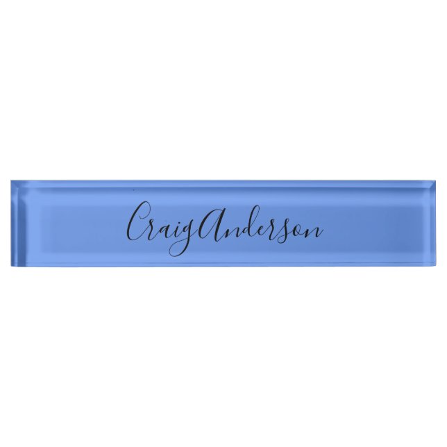 Professional Plain Modern Elegant Cornflower Blue Nameplate (Front)
