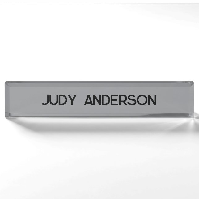 Professional Plain Modern Elegant Grey Nameplate (Front)