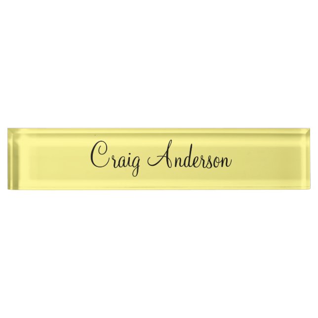 Professional Plain Modern Elegant Light Yellow Nameplate (Front)