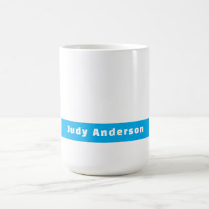 Professional Plain Modern Elegant Name Blue White Coffee Mug