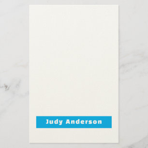 Professional Plain Modern Elegant Name Blue White Stationery