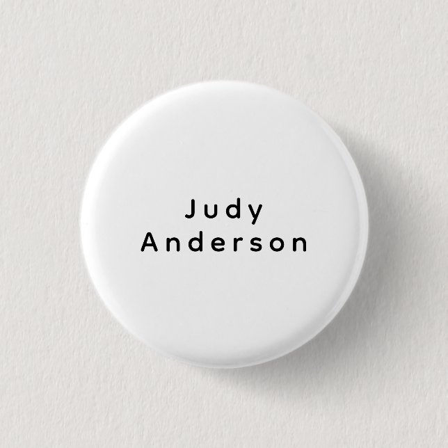 Professional Plain Modern Elegant Your Name 1 Inch Round Button (Front)