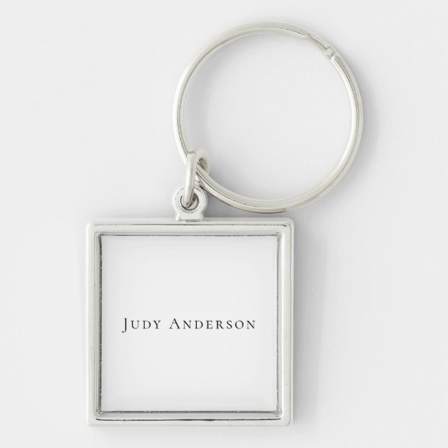 Professional Plain Modern Elegant Your Name Keychain (Front)
