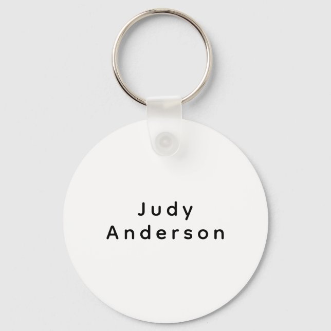 Professional Plain Modern Elegant Your Name Keychain (Front)