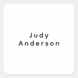 Professional Plain Modern Elegant Your Name Square Sticker