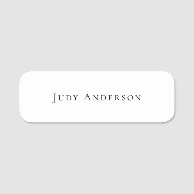 Professional Plain Modern Elegant Your Name Tag (Front)