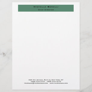 Professional Plain Modern Minimalist Green White Letterhead
