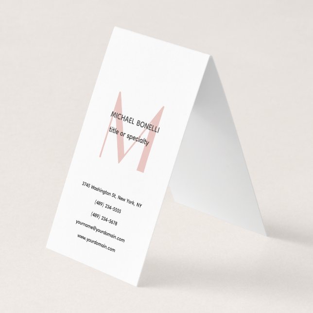 Professional Plain Modern Minimalist Monogrammed Business Card (Front)
