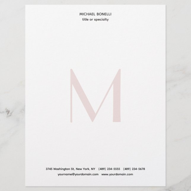 Professional Plain Modern Minimalist Monogrammed Letterhead (Front)