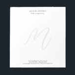 Professional Plain Modern Minimalist Monogrammed Notepad<br><div class="desc">Check out our modern mimalist templates to help you design your perfect product.</div>