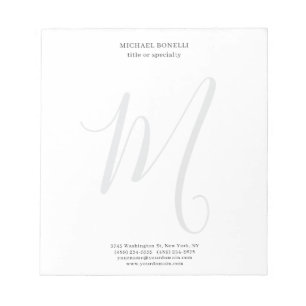 Professional Plain Modern Minimalist Monogrammed Notepad