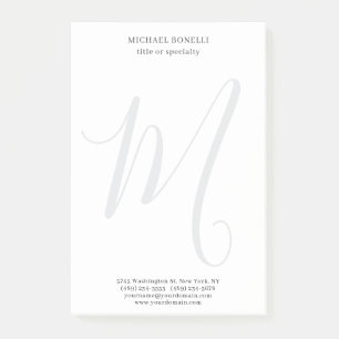 Professional Plain Modern Minimalist Monogrammed Post-it Notes