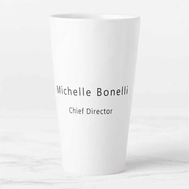 Professional Plain Modern Minimalist White Latte Mug (Front)