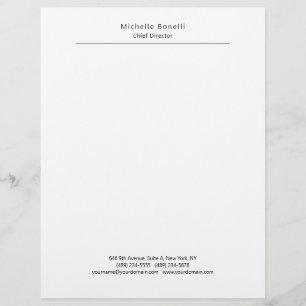 Professional Plain Modern Minimalist White Letterhead