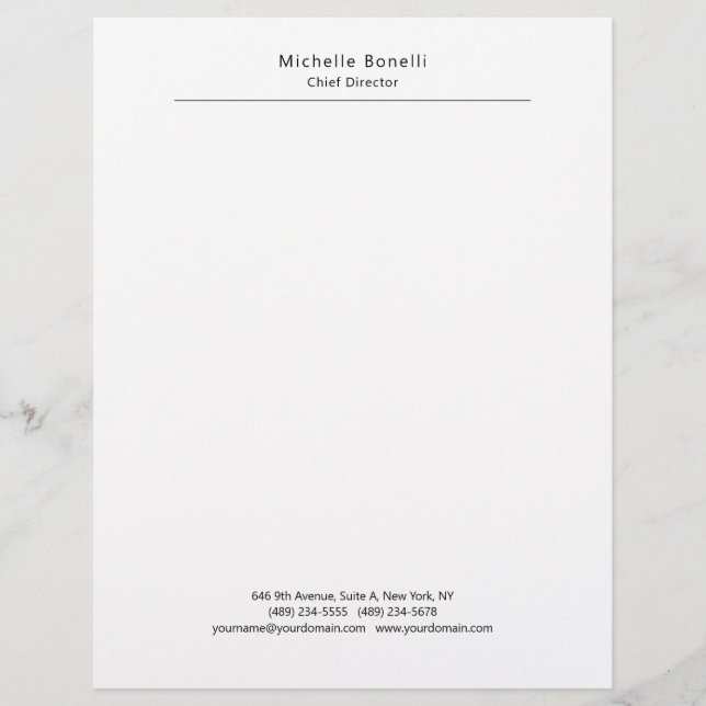 Professional Plain Modern Minimalist White Letterhead (Front)