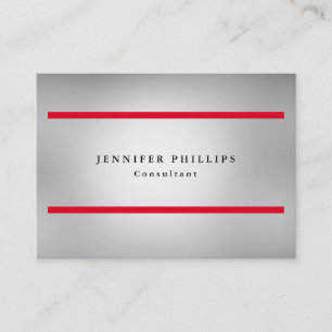 Professional Plain Red Metallic Grey Original Business Card