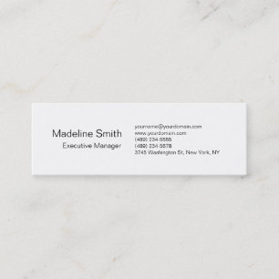 Professional plain white trendy unique modern mini business card