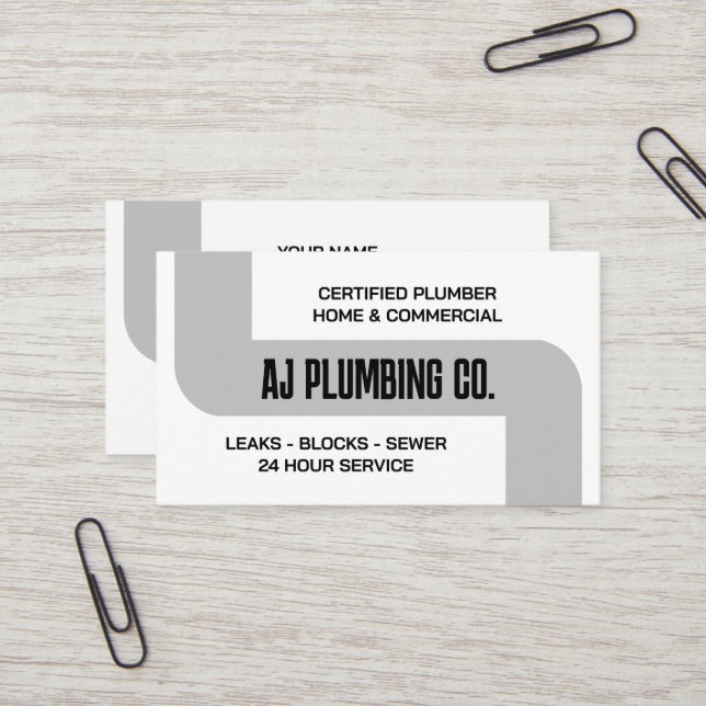 Professional plumbing business card template (Front/Back In Situ)