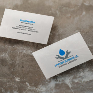Professional Plumbing Logo drop tool grey blue Business Card