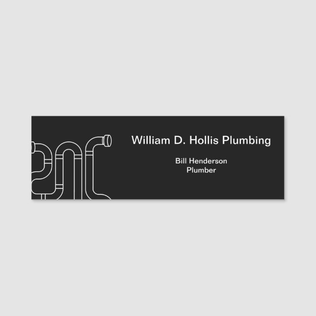 Professional Plumbing Pipes Plumber Design Name Tag (Front)