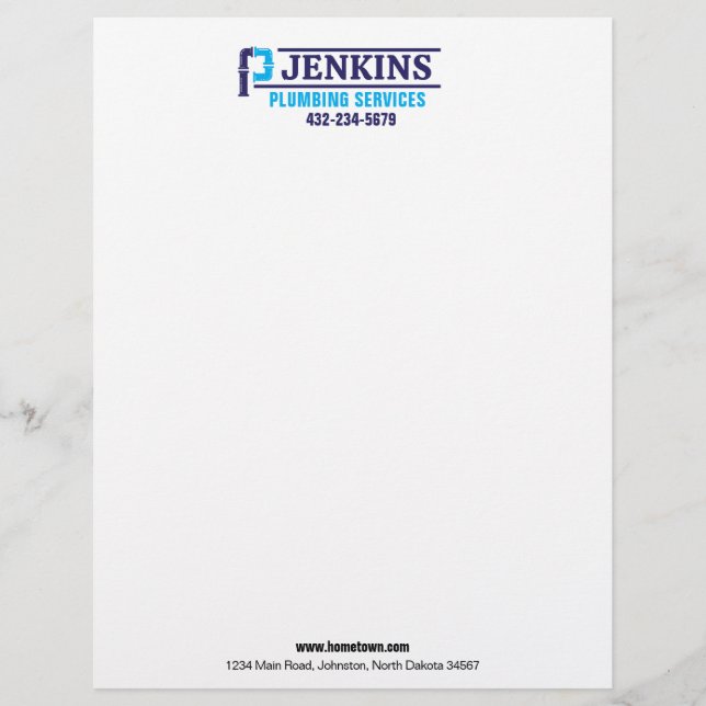 Professional Plumbing Service Letterhead (Front)