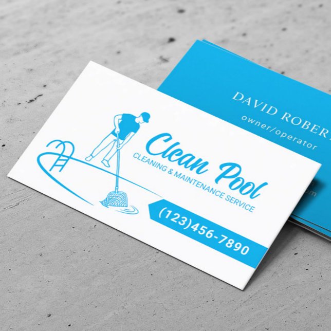 Professional Pool Cleaning & Maintenance Service Business Card (Creator Uploaded)