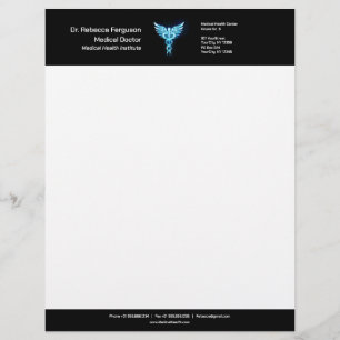 Professional Precious Medical Blue Caduceus Letterhead