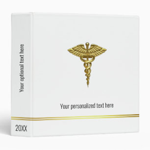 Professional Precious Medical Gold Caduceus Binder