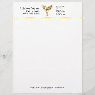 Professional Precious Medical Gold Caduceus Letterhead